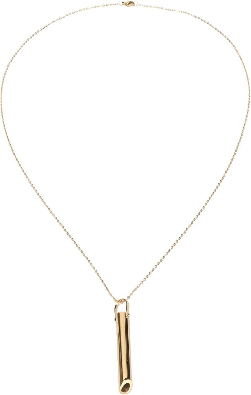 woobles Breathing Necklace, Stress Anxiety Necklace, Meditation Tuning Necklace Breathing Necklace for Mindful Breathing, Stress Relief, Unisex Fashionable Stainless Steel Necklace(Gold) - Image 1